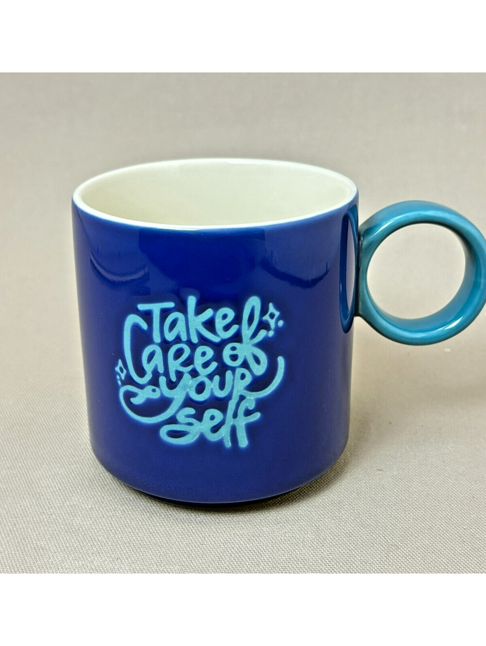 Tabitha Brown Target Take Care of Yourself Coffee Mug Blue Stoneware Round Handl